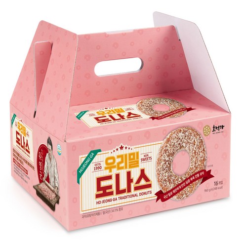 호정가 우리밀도나스 (16개입) / 국산 밀과 조청으로 만든 옛날튀김도넛, 960g, 1세트