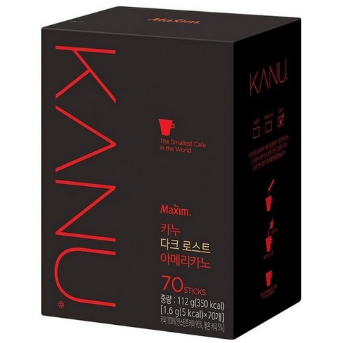 맥심카누 다크 로스트 1.6g 70스틱 커피 음료수, 1.6g, 70개입, 1개