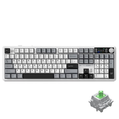 LINGBAO K108Pro LCD 블루투스 게이밍 기계식 키보드 한글, 풀배열 108키, Gray Black