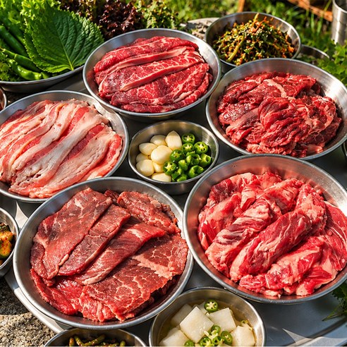 [맛춤상회] 소고기 모둠 세트 800g (갈비살+안창살+부채살+우삼겹) 200g*4팩 소분포장, 800g, 1세트