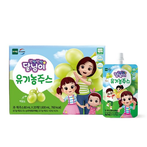 [가정의달 50% 할인] 닥터라온 달님이 유기농 주스, 80ml, 60개