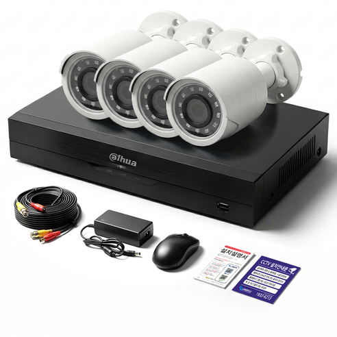 500만화소 CCTV 풀세트 실내 실외 카메라 녹화기 하드디스크 2TB 케이블 포함, 4개, 200만화소 실외카메라