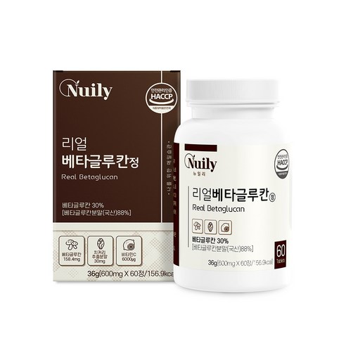 리얼 베타글루칸 정 600mg 60정 베타글루칸30% 국내산 베타글루칸 함유 면역케어 영양식품 뉴일리 띵스팟