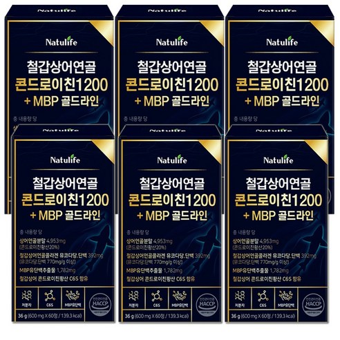 NT1 저분자 철갑상어 콘드로이친 1200 + MBP 6형 c6s haccp 식약청인증 프리미엄원료, 6박스, 60정