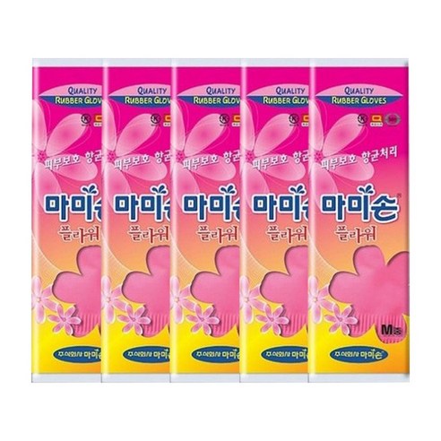 마미손 플라워 고무장갑 중(M)