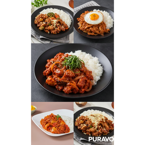 푸라보 즉석 밀키트 제육+치즈핫치킨+참치김치+쭈꾸미불고기+안동찜닭 덮밥PRO3.0, 190g, 20개