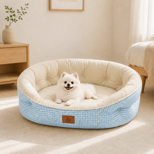 WHH 사계절 폭신한 강아지 방석 고양이 쿠션 통세탁 펫베드, 1개, 블루