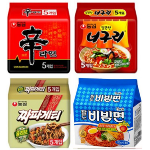 신라면5봉 + 너구리5봉 +짜파게티5봉 +비빔면5봉