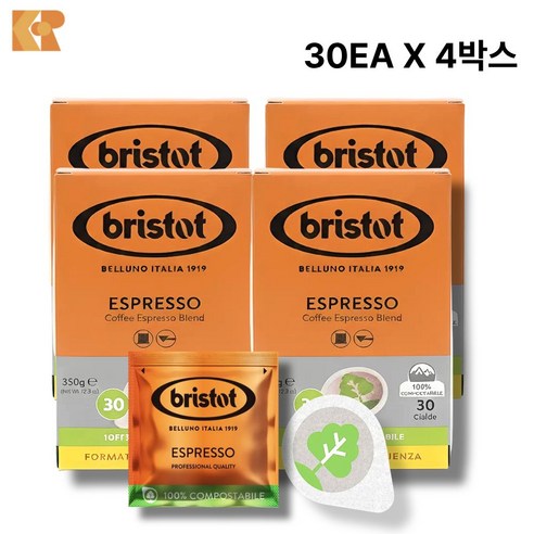 미슐랭 [브리스토트] PODS - ESPRESSO 파드원두커피 맛있는 친환경 원두커피 BRISTOT 브리스토트 차파드 고급커피 30개입, 4개, 30개입, 7.5g