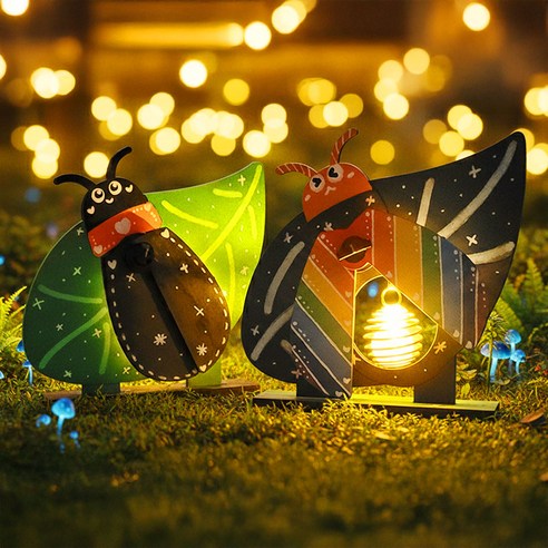 반딧불이 곤충 입체 우드 LED 무드등 스탠딩 장식 만들기 키트 / DIY 조명 캠핑 여름, 10개, 상품