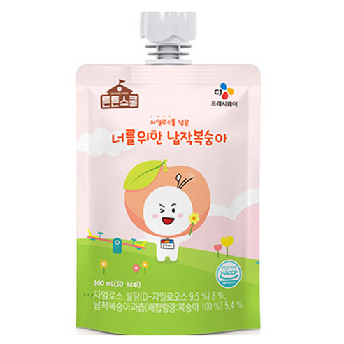 CJ 튼튼스쿨 너를위한 납작복숭아, 40개, 100ml