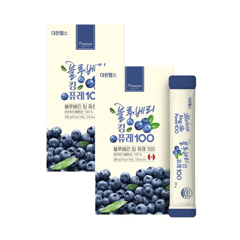 대원제약 블루베리 킹 퓨레 100 블루베리퓨레, 2박스, 20g