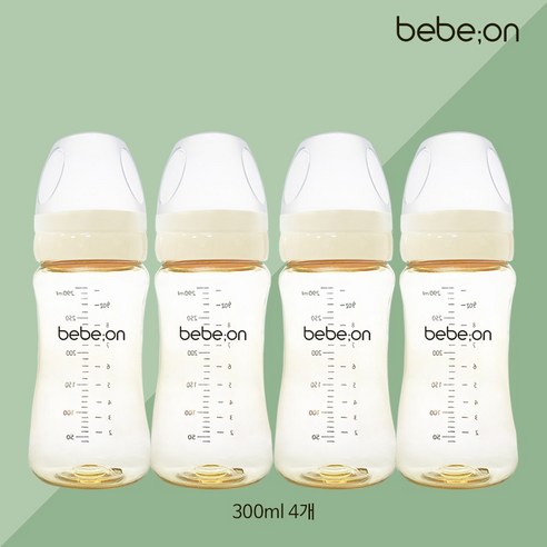베베온 PPSU노꼭지 젖병, 크림, 300ml, 4개