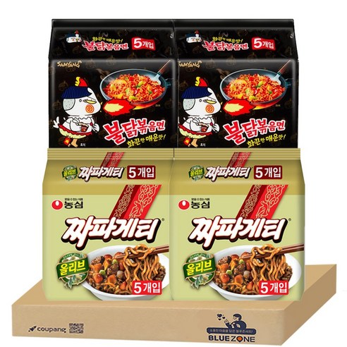 [블루존] 짜파게티 10개 + 불닭볶음면 10개, 1세트