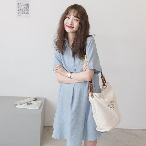 반팔 임산부 셔츠 원피스 빅사이즈 루즈핏 여름 ond+86622BA
