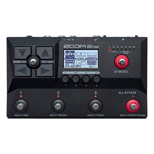 Zoom B2 Four Bass 멀티 이펙트 프로세서, 100개 이상의 효과, 6 DI 모델, 멀티 레이어 IR, 앰프 모델링, 내장 루퍼 및 USB 오디오 인터페이스