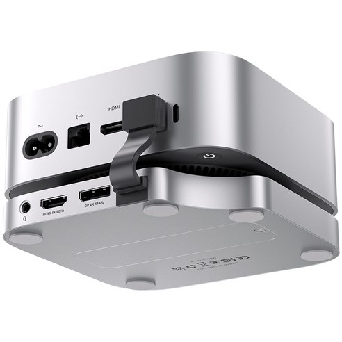 PULWTOP USB-C 도킹 스테이션, M.2 NVMe SSD 외장 케이스, HDMI, DP, USB-A 및 USB-C 포트 지원, 맥 미니 M4/M4 Pro 호환 가능, Silver, 1개