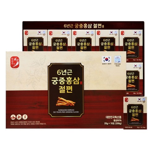 한삼수 궁중 홍삼절편 6년근 20g x10포 홍삼절편 쇼핑백 포함