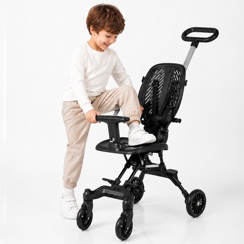 쿨키즈 F1 트라이크 휴대용유모차 3.8kg 기내반입, 블랙