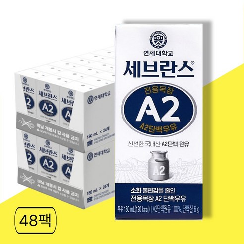 세브란스에이투 연세유업 전용목장 단백우유 180mL 48개