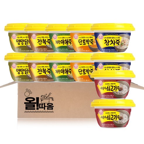 오뚜기 용기죽 6종 기획세트 (쇠고기2+닭2+단호박2+전복2+계란2+참치2), 285g, 1세트