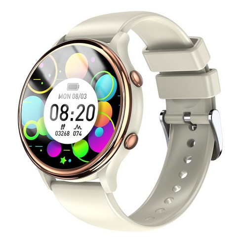 Luxeed 통화가능 스마트워치 1.27인치 원형 대화면 한국어 지원 운동 추적 밴드, 블루투스, 42mm, Starlight