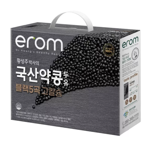황성주 이롬 국산 약콩두유 190ml 코스트코 블랙5곡 고칼슘 두유, 4.56L, 1박스