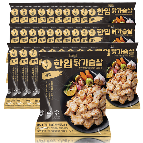 흑닭 한입 닭가슴살 갈릭, 100g, 30개
