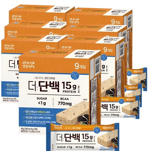 빙그레 더단백 단백질바 프로틴 마일드바 아몬드쿠키(50g 9개입 )