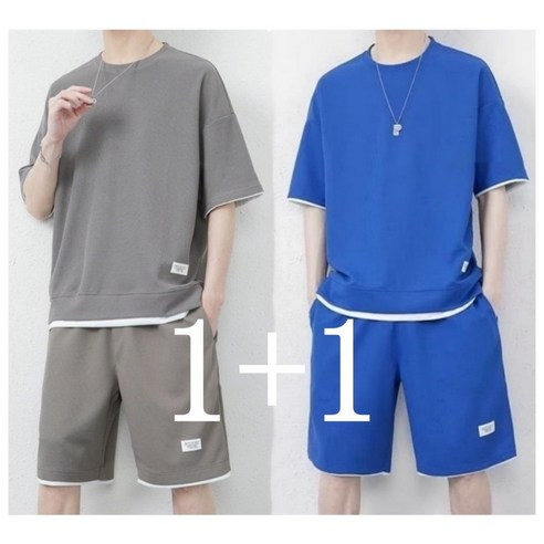 THE G&G 1+1 남여공용 캐주얼 반팔티 반바지 상하세트-G