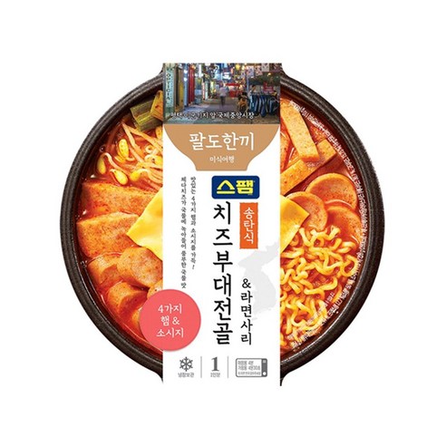 팔도한끼 송탄식 스팸치즈부대전골 라면사리 354g x 4개