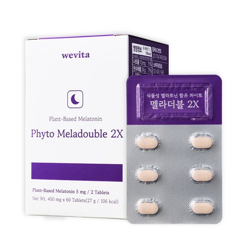 식물성 멜라토닌 5mg 고함량 HACCP 위비타 멜라더블 1개월분, 1개, 60정