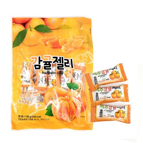 미성식품 감귤젤리 만다린 젤리 간식, 1개, 160g