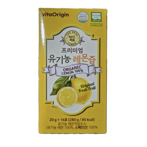 비타오리진 프리미엄 유기농 레몬즙 14포, 280g, 12개