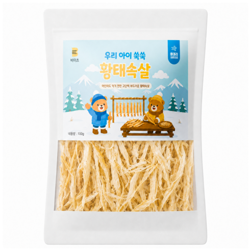 [용대리 국내 건조] 비이츠프레시 우리 아이 쑥쑥 황태채 황태 속살, 1개, 100g