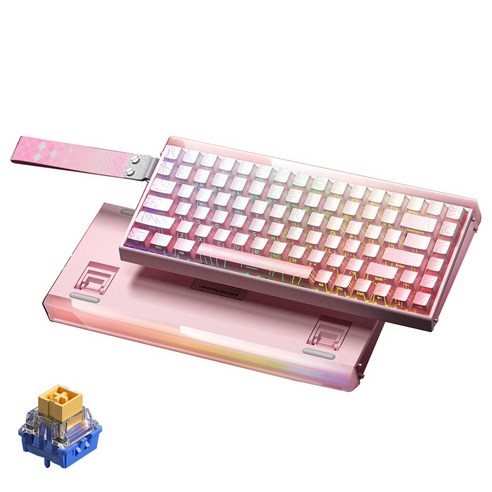 AULA HERO 84HE 마그네틱 축 키보드 유선 게이밍 고성능 8K, RGB light box wired, Side-Engraved Pink Contour