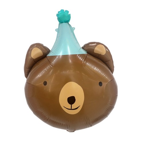쏙쏙마켓 동물친구들 은박풍선 고깔모자 생일파티용품, 1개, 고깔모자 곰