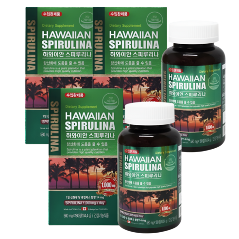 HnF 하와이안 스피루리나 1000mg 100%캐나다직수입 피부건강 항산화 식약처인증, 580mg, 3세트, 180회분