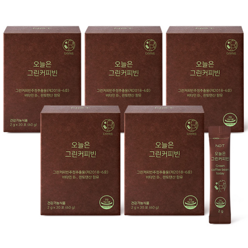 네츄럴굿띵스 오늘은 그린커피빈 체지방분해 다이어트 커피 2g x 30포, 5개