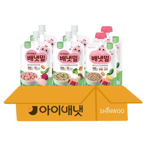 [아이배냇] 배냇밀 베베 짜먹는 유아용 완료기 이유식 3종, 1세트, 100g, 혼합맛(소고기 브로콜리/닭가슴살 비트/흑미소고기청경채)