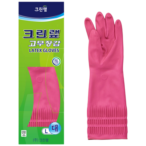 크린랩 고무장갑 대, 핑크, 대(L), 10개