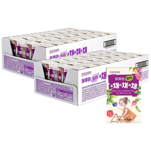 [천호엔케어] 하루의 보라 과채야채합채 140ml 24팩 x 2박스/ 채채채 주스 / 블루베리 아로니아 토마토 비트