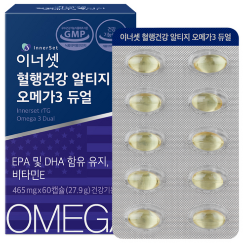 이너셋 혈행건강 알티지 오메가 3 듀얼 60p, 1개, 27.9g