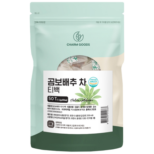 국산 곰보배추 차 티백, 1개, 50개입, 1.2g
