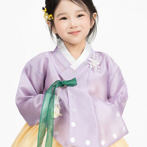 은박 보라당의 노랑갈래치마 고급 여아한복 (백일-10호)백일 돌잔치 아기 아동한복