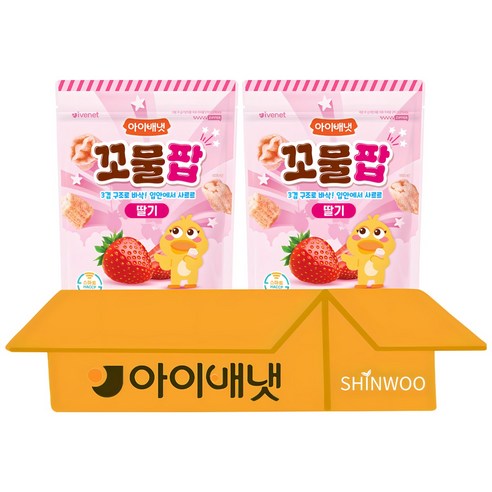 [아이배냇]아기과자 아기간식 꼬물팝 2종 특가, 딸기2개, 30g, 1세트