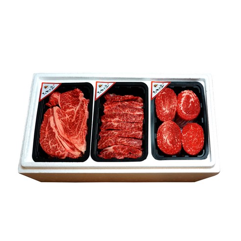 쿠팡! 홍천한우애 한우 정육세트 6호 1.5kg (등심, 갈비살, 국거리) 한우선물세트