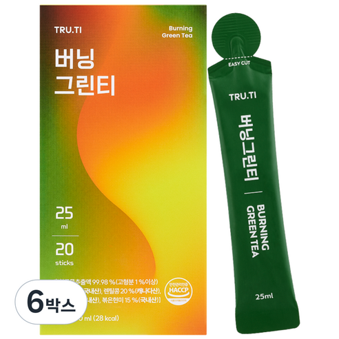 트루바이탈 버닝그린티, 6박스, 20개입, 25ml