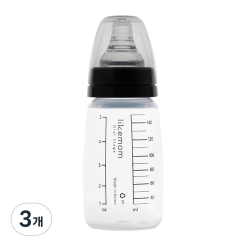 라이크맘 신생아용 PP 젖병 (그레이)_단품, 150ml, 3개