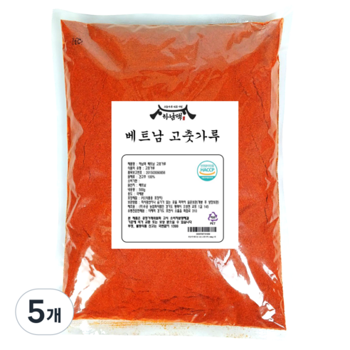 [하남댁] 베트남 고운 고춧가루 소스용 떡볶이용 아주 매운맛, 5개, 1kg
